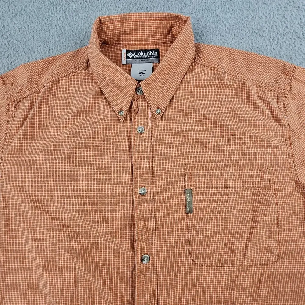 Columbia Men's XCO Shirt XL Orange Plaid Button Up Fishing Hiking Casual - Picture 3 of 7